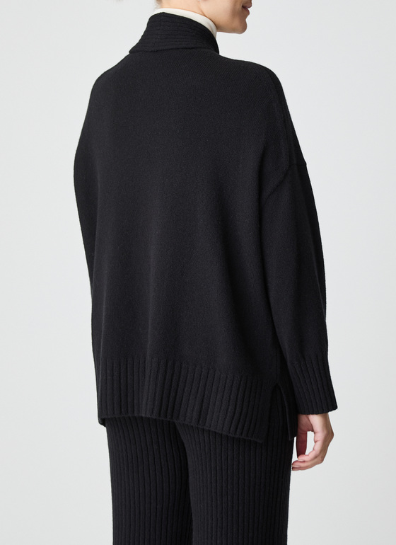 Strickjacke Schalkragen 1/1 Arm Black Frontansicht
