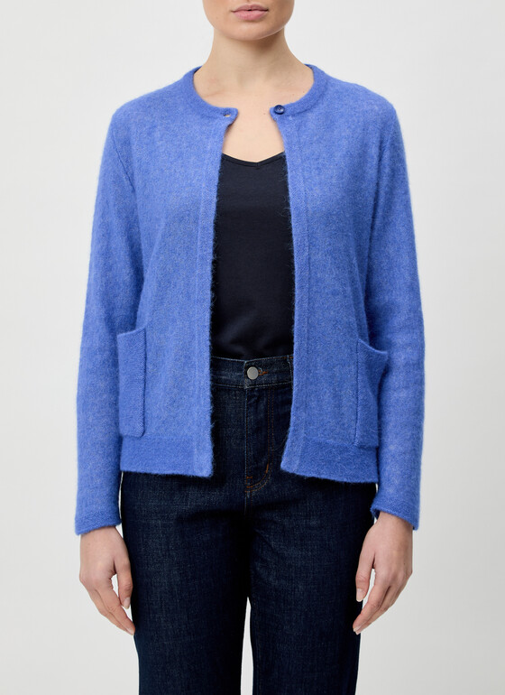 Strickjacke Knopf 1/1 Arm Ultramarine Frontansicht