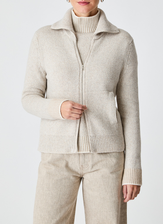 Strickjacke Zip 1/1 Arm Gravel Path Frontansicht