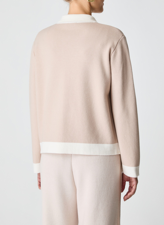 Strickjacke Knopf 1/1 Arm Sand Frontansicht