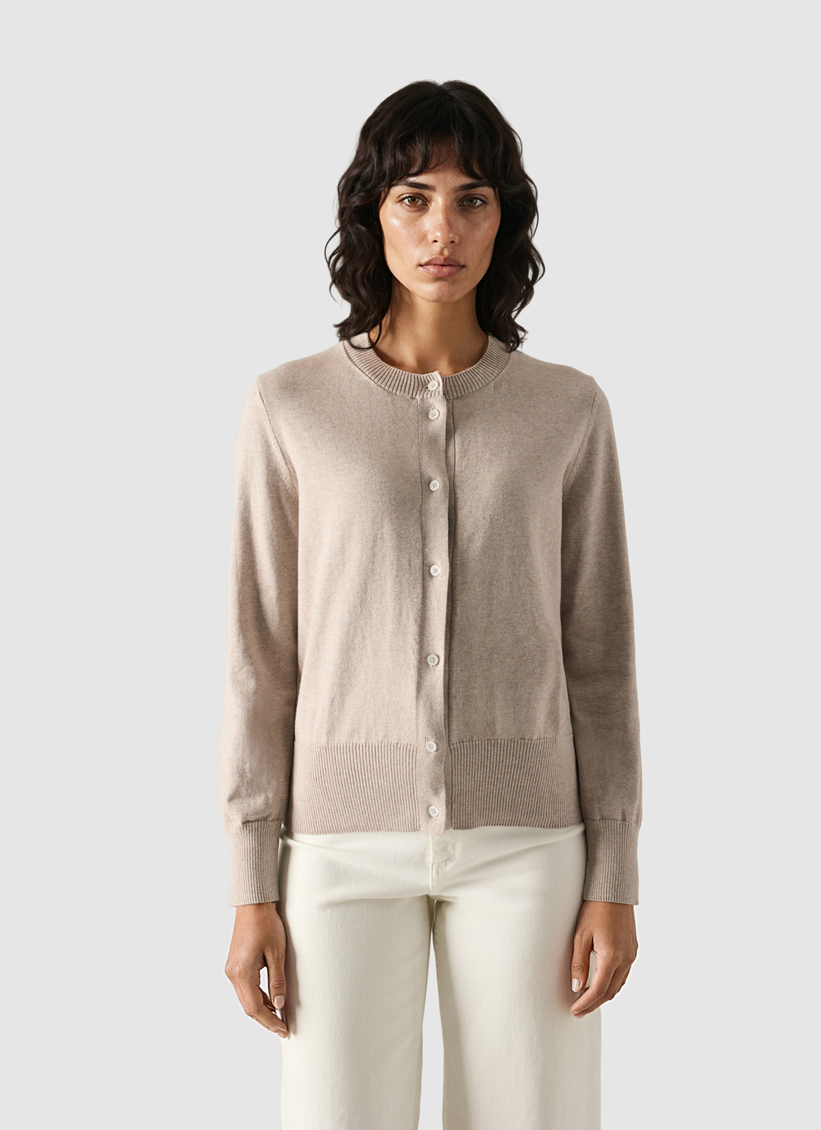 Strickjacke Schalkragen 1/1 Arm, French Oak Detailansicht 2