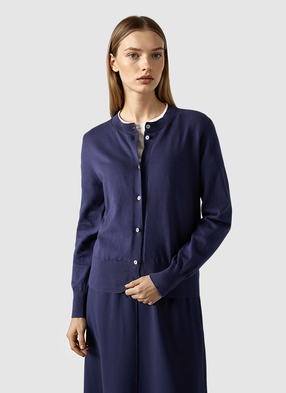 Strickjacke Schalkragen 1/1 Arm Midnight Sail Frontansicht