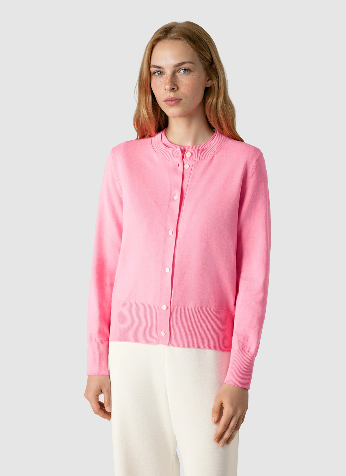 Strickjacke Schalkragen 1/1 Arm, Chateau Rose Frontansicht