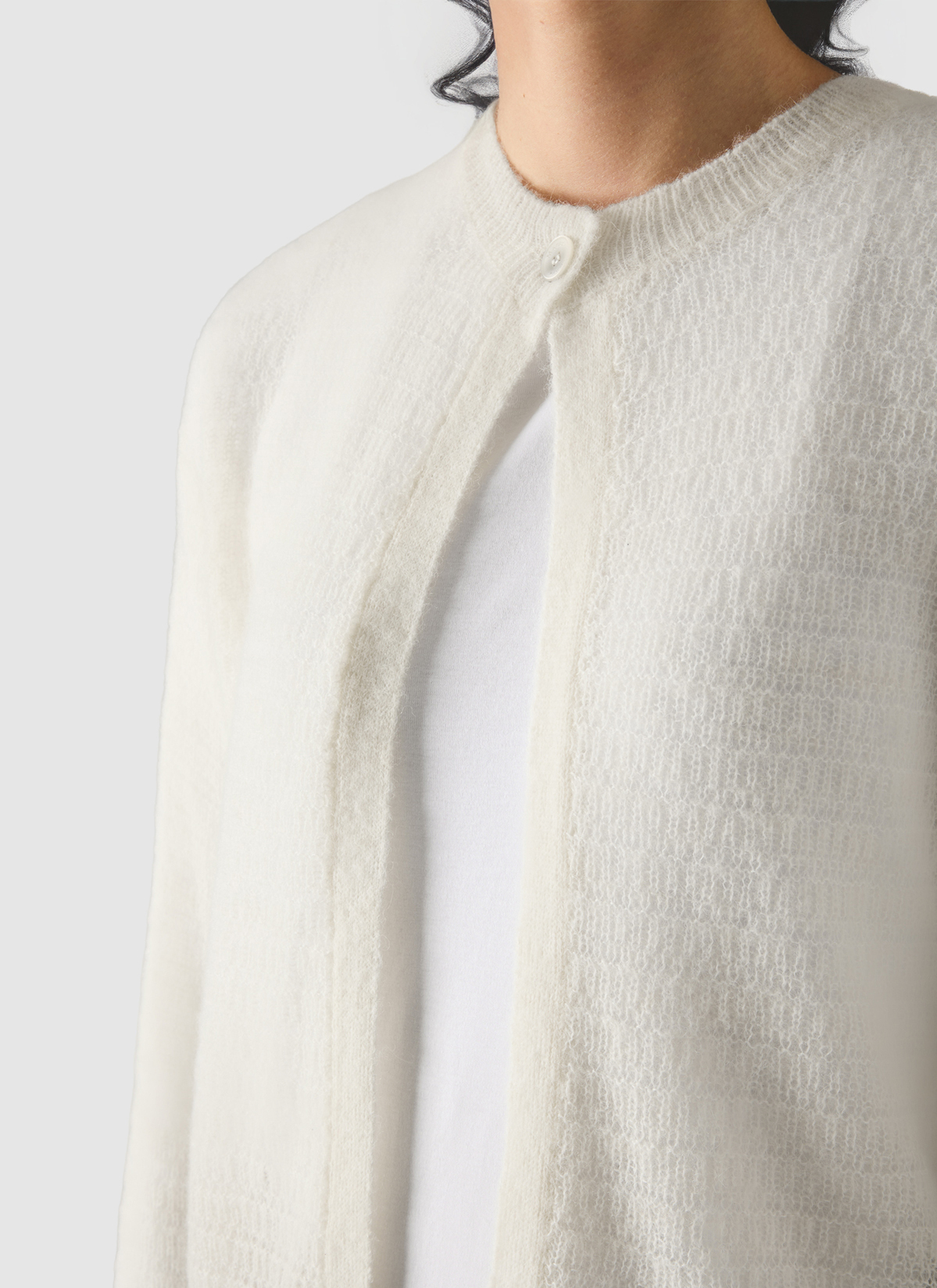 Strickjacke Knopf 1/1 Arm, New White Detailansicht 1