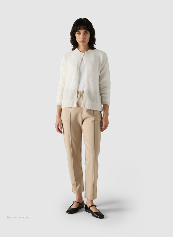 Strickjacke Knopf 1/1 Arm New White Frontansicht