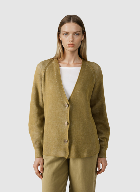 Strick Cardigan 1/1 Arm Dried Herb Frontansicht