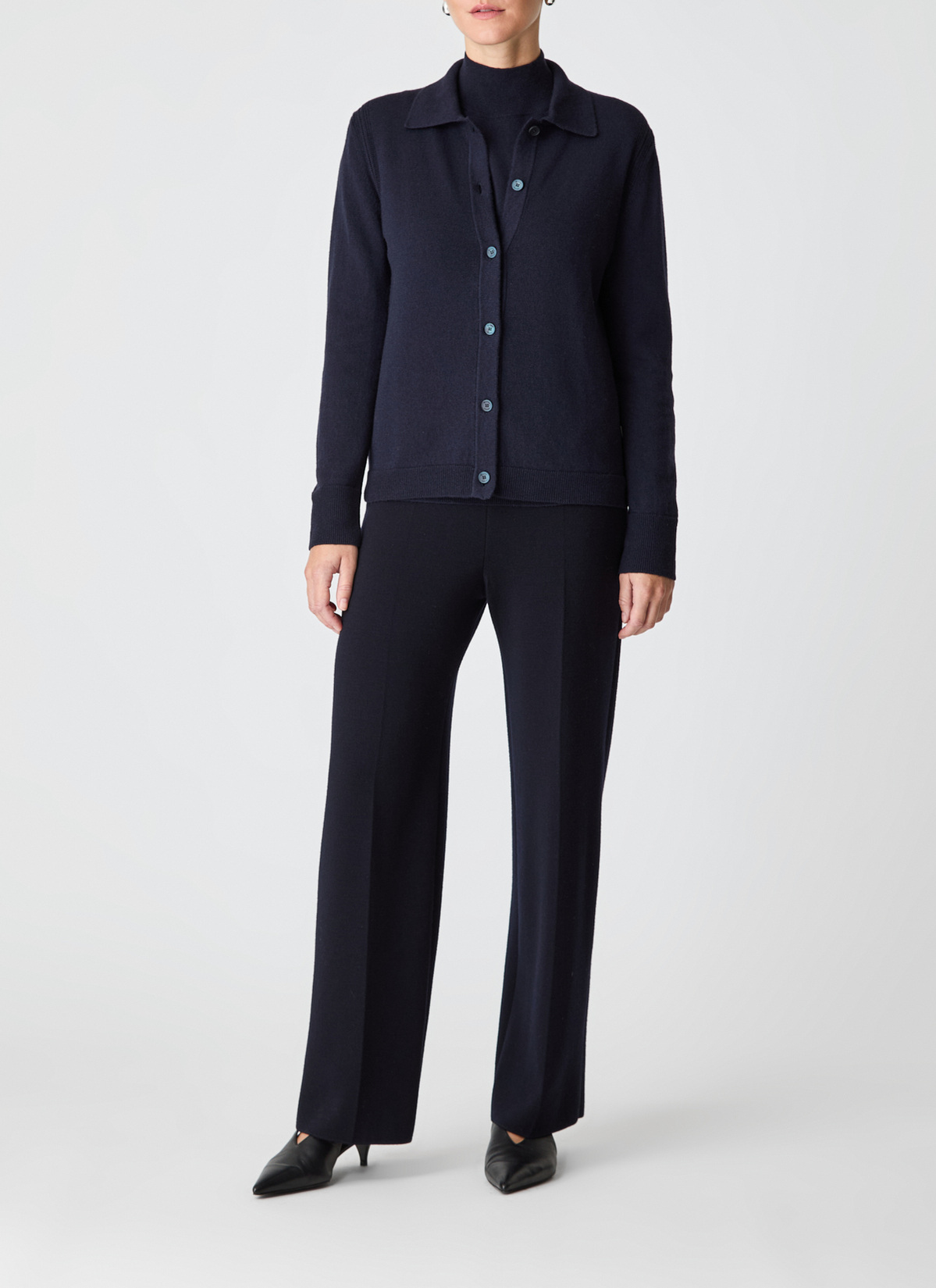 Strickjacke Knopf 1/1 Arm, Navy Detailansicht 1