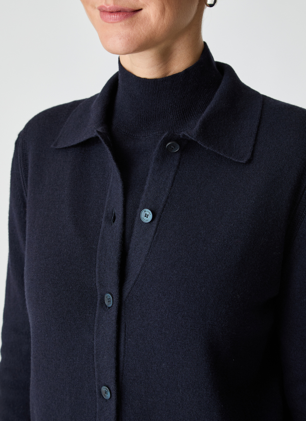 Strickjacke Knopf 1/1 Arm, Navy Detailansicht 2