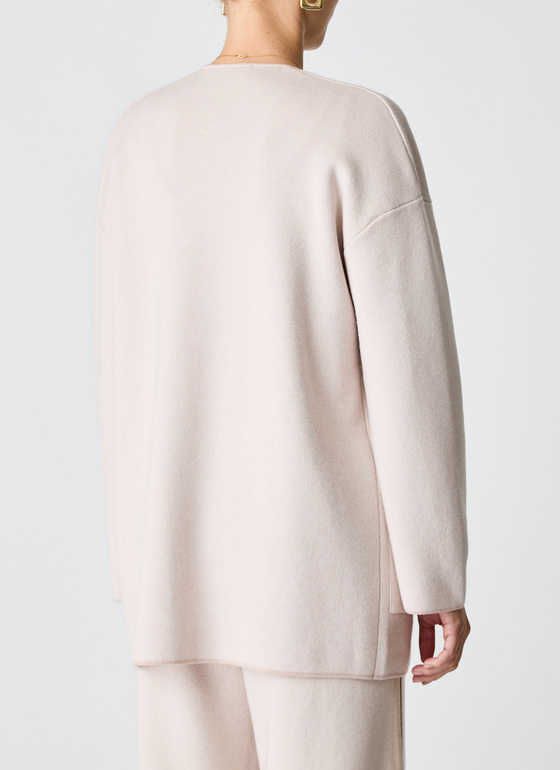 Strickjacke 1/1 Arm Sand Frontansicht