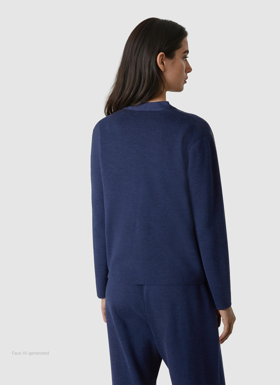 Strick Cardigan 1/1 Arm Midnight Sail Frontansicht