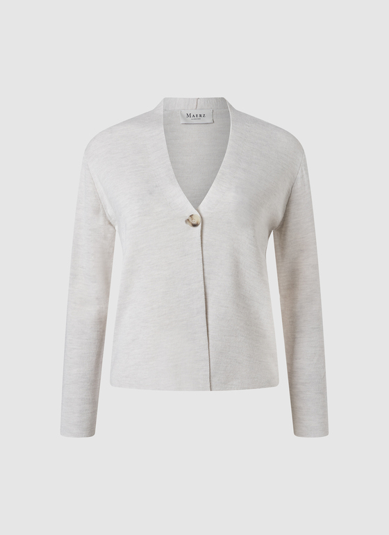 Strick Cardigan 1/1 Arm Off White Frontansicht