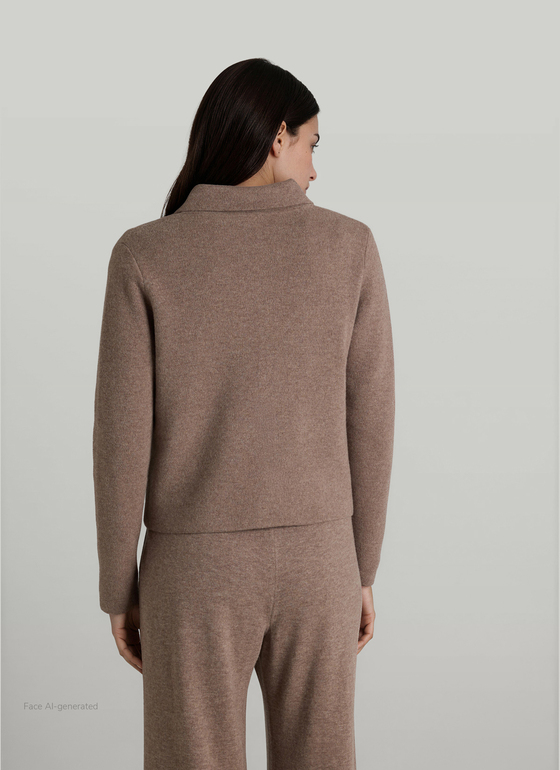 Strickjacke 1/1 Arm Taupe Grey Frontansicht