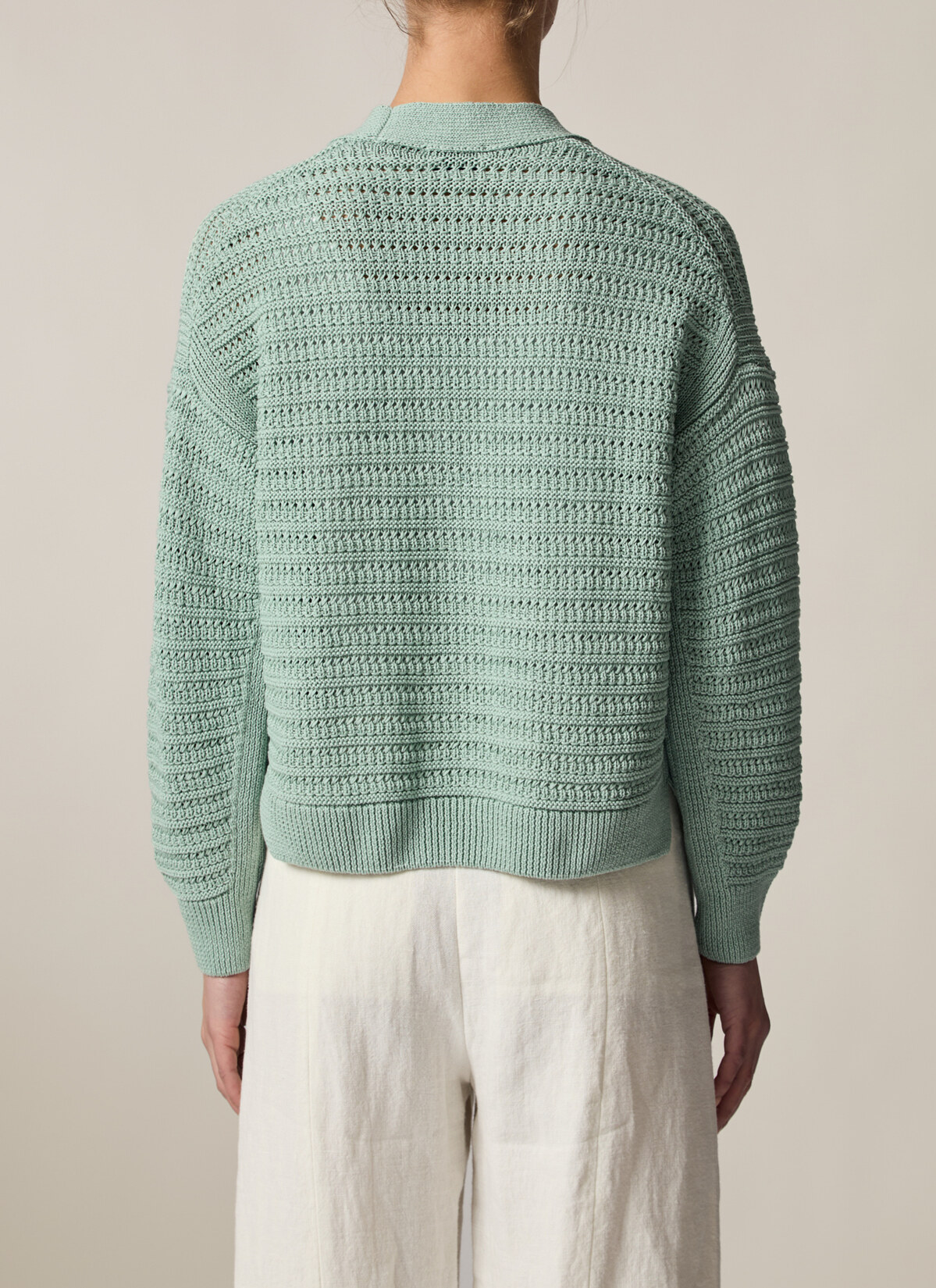 Strickjacke Knopf 1/1 Arm, Light Aqua Rückansicht
