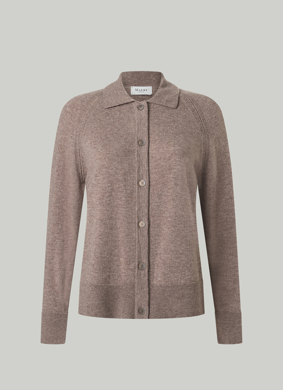 Strickjacke lang Taupe Grey Frontansicht