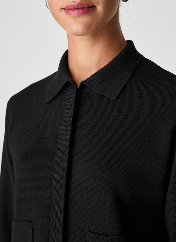 Strickjacke lang Black Frontansicht