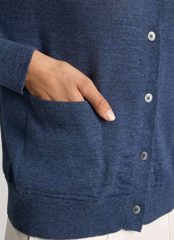 Strick Cardigan 1/1 Arm Nimes Blue Frontansicht