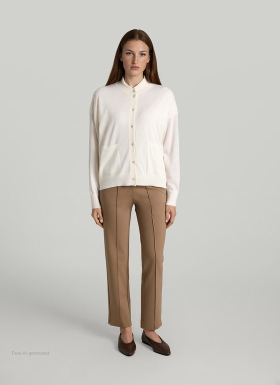Strick Cardigan 1/1 Arm New White Frontansicht