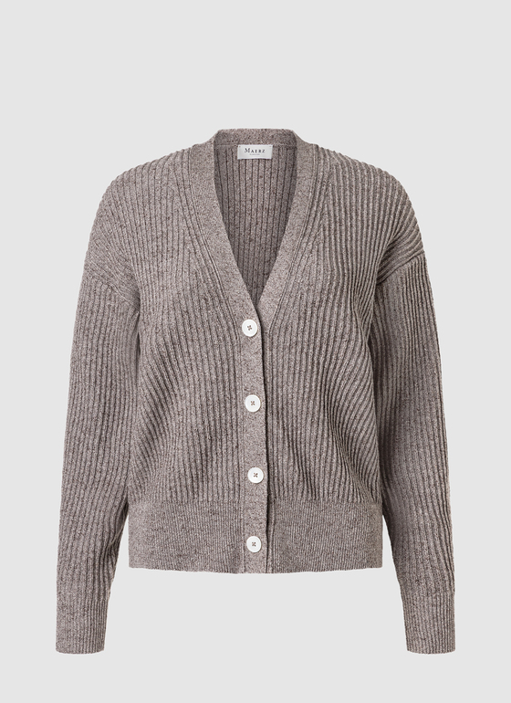 Strickjacke 1/1 Arm Pale Brown Frontansicht