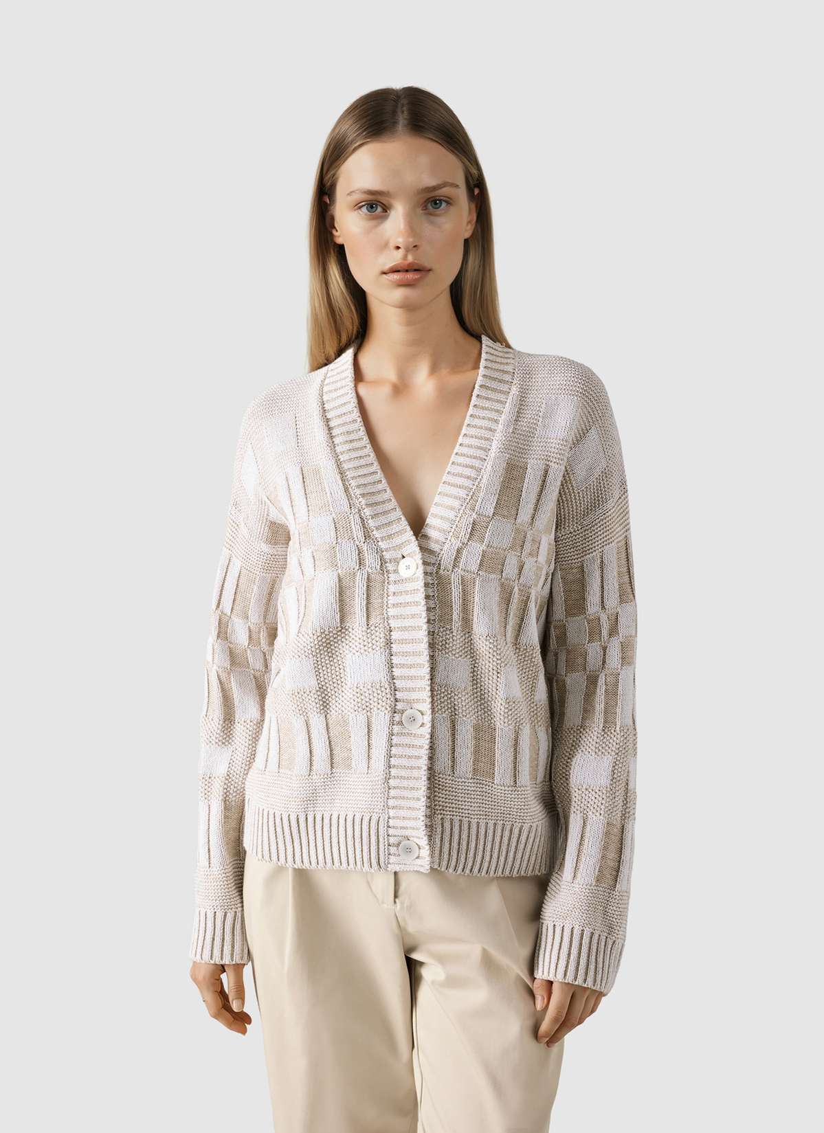 Strickjacke Knopf 1/1 Arm, Frappuccino Detailansicht 2