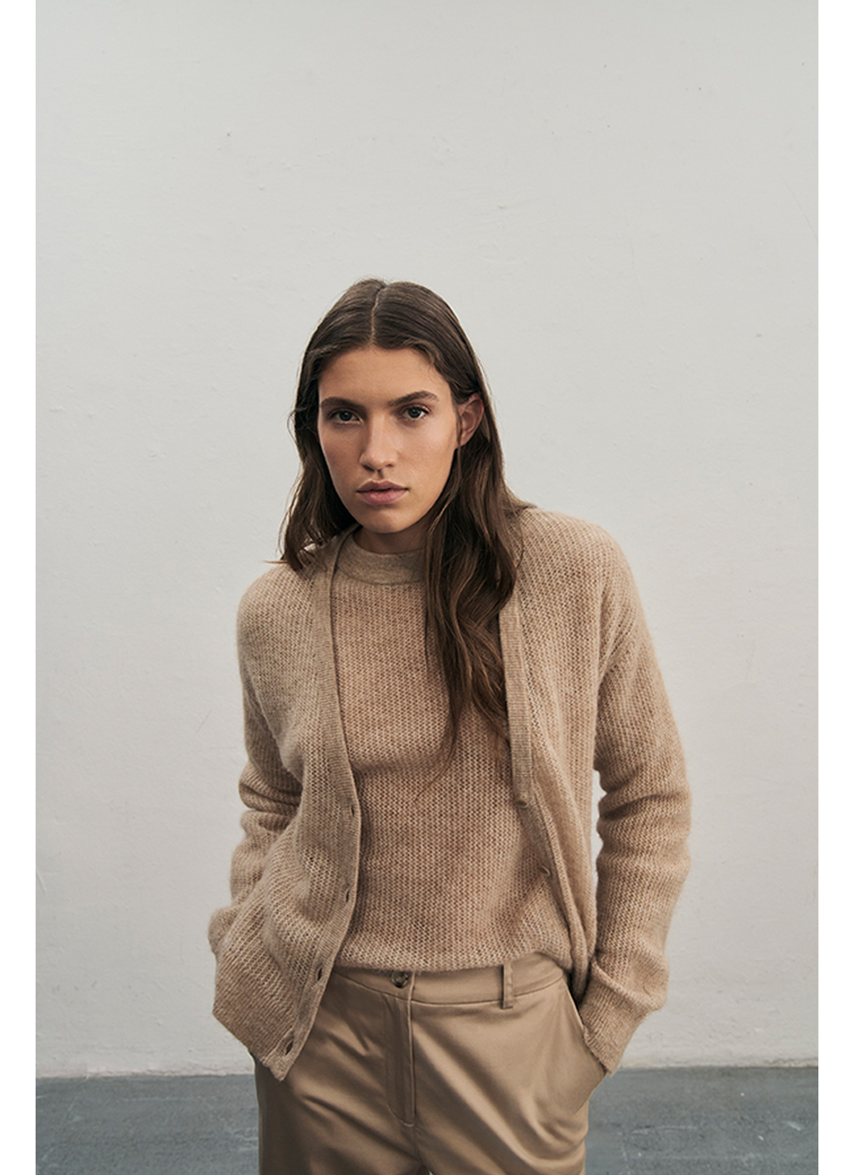 Strick Cardigan 1/1 Arm, Sesame Frontansicht