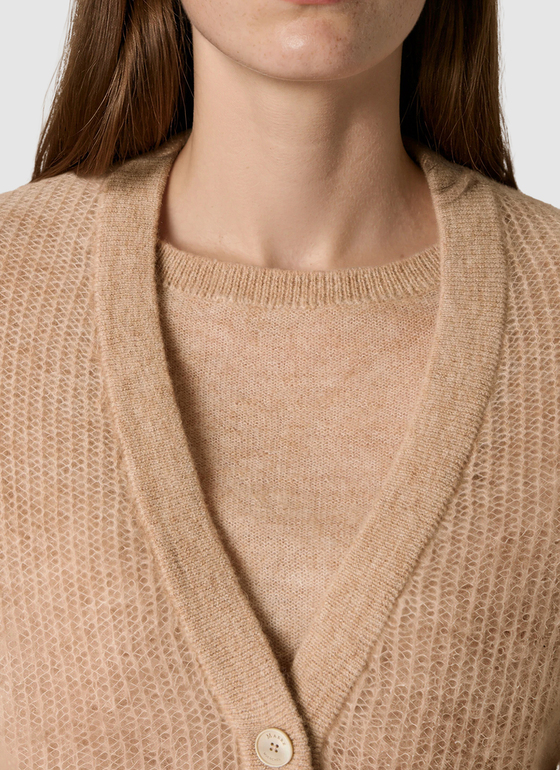 Strick Cardigan 1/1 Arm Sesame Frontansicht