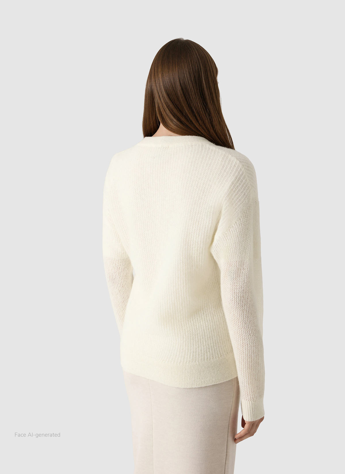 Strick Cardigan 1/1 Arm, New White Rückansicht