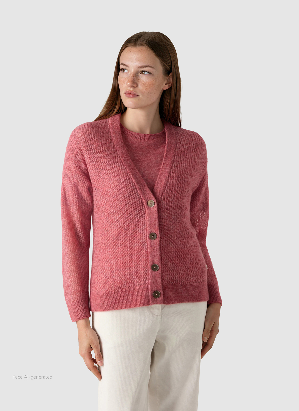 Strick Cardigan 1/1 Arm, Desert Rose Frontansicht