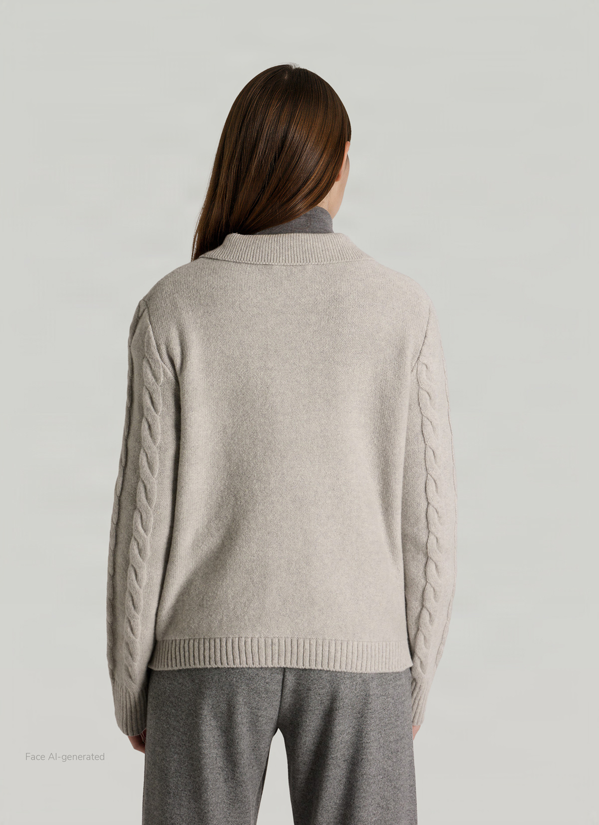 Strickjacke 1/1 Arm, White Smoke Rückansicht
