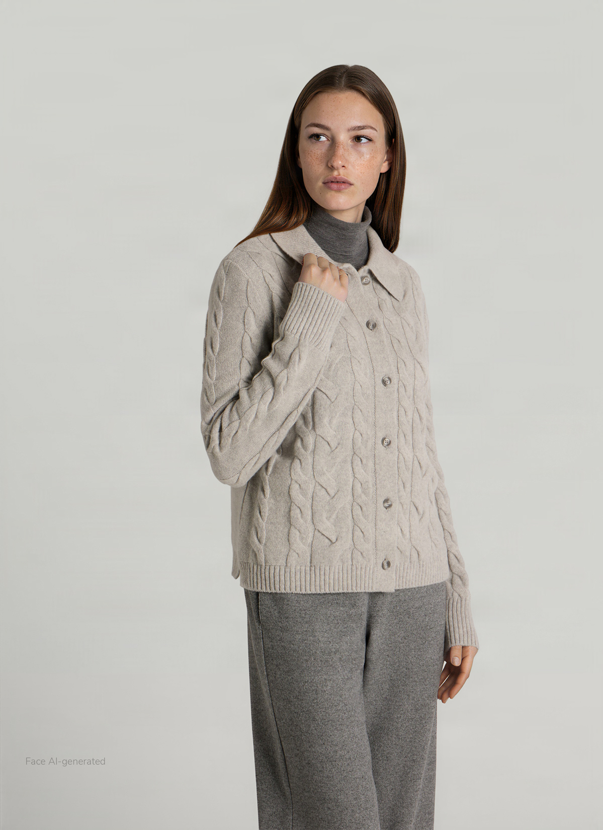 Strickjacke 1/1 Arm, White Smoke Detailansicht 2