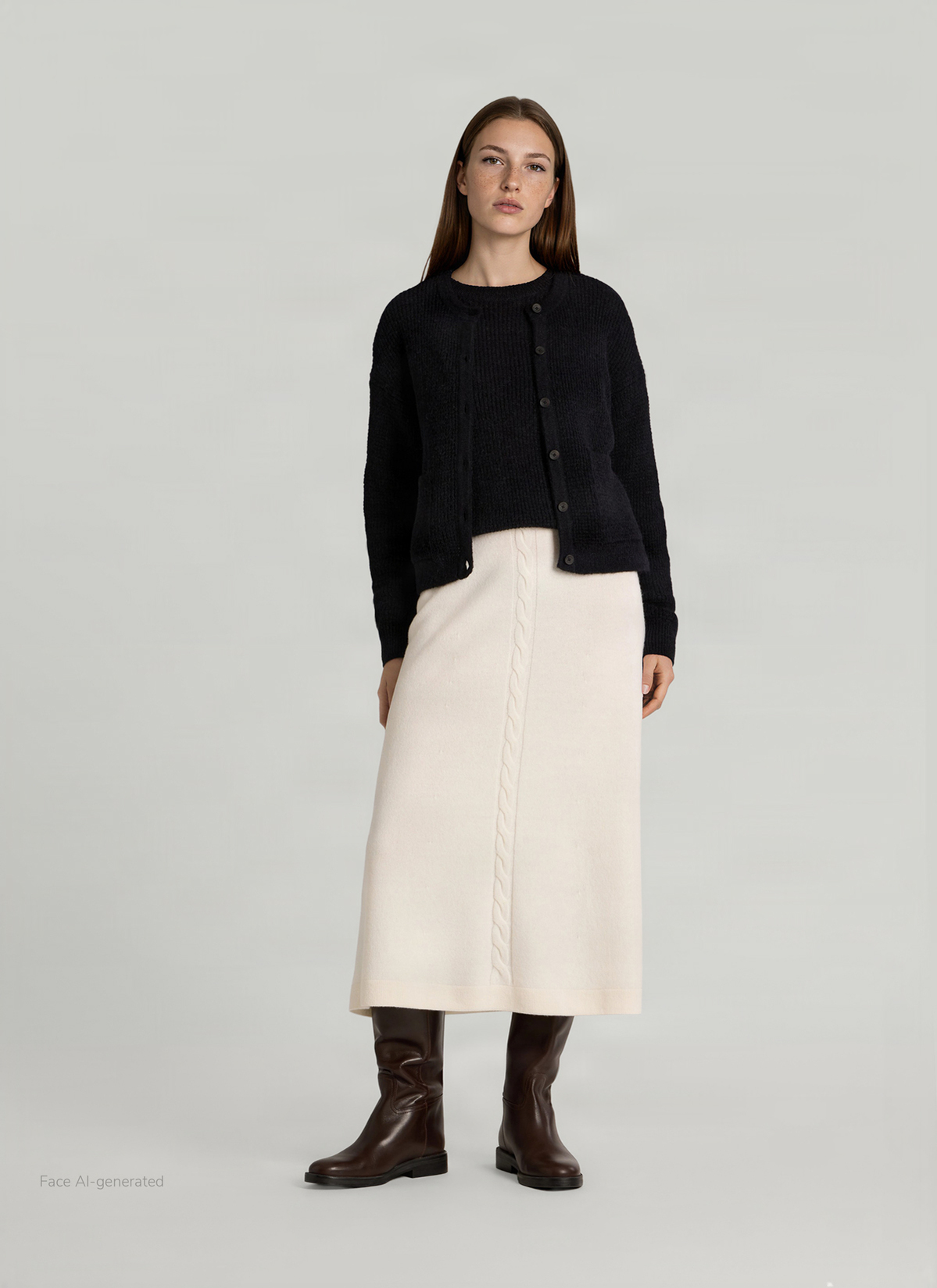 Strickjacke 1/1 Arm, Black Detailansicht 2