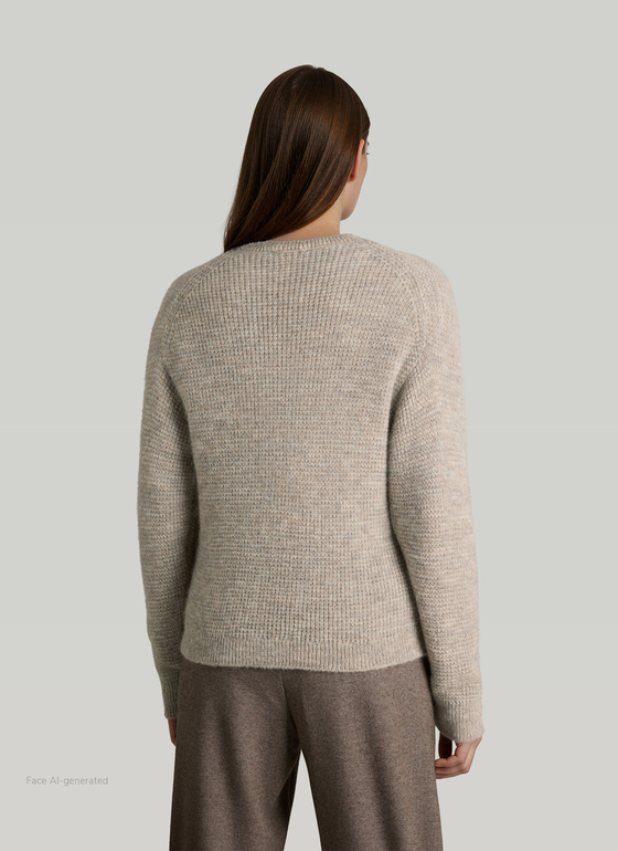 Strickjacke Knopf 1/1 Arm Autumn Stone Frontansicht