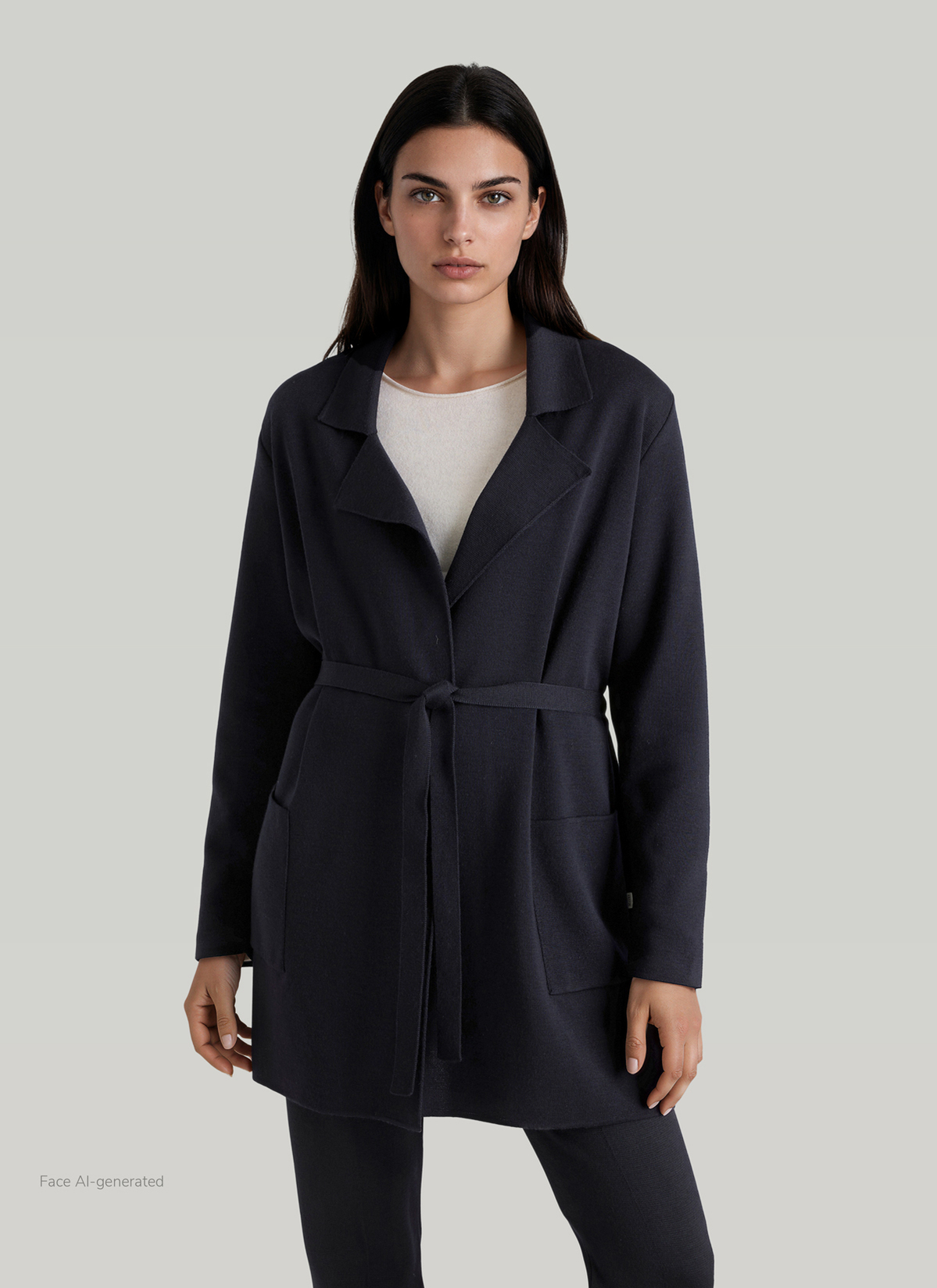 Strickjacke 1/1 Arm, Navy Frontansicht