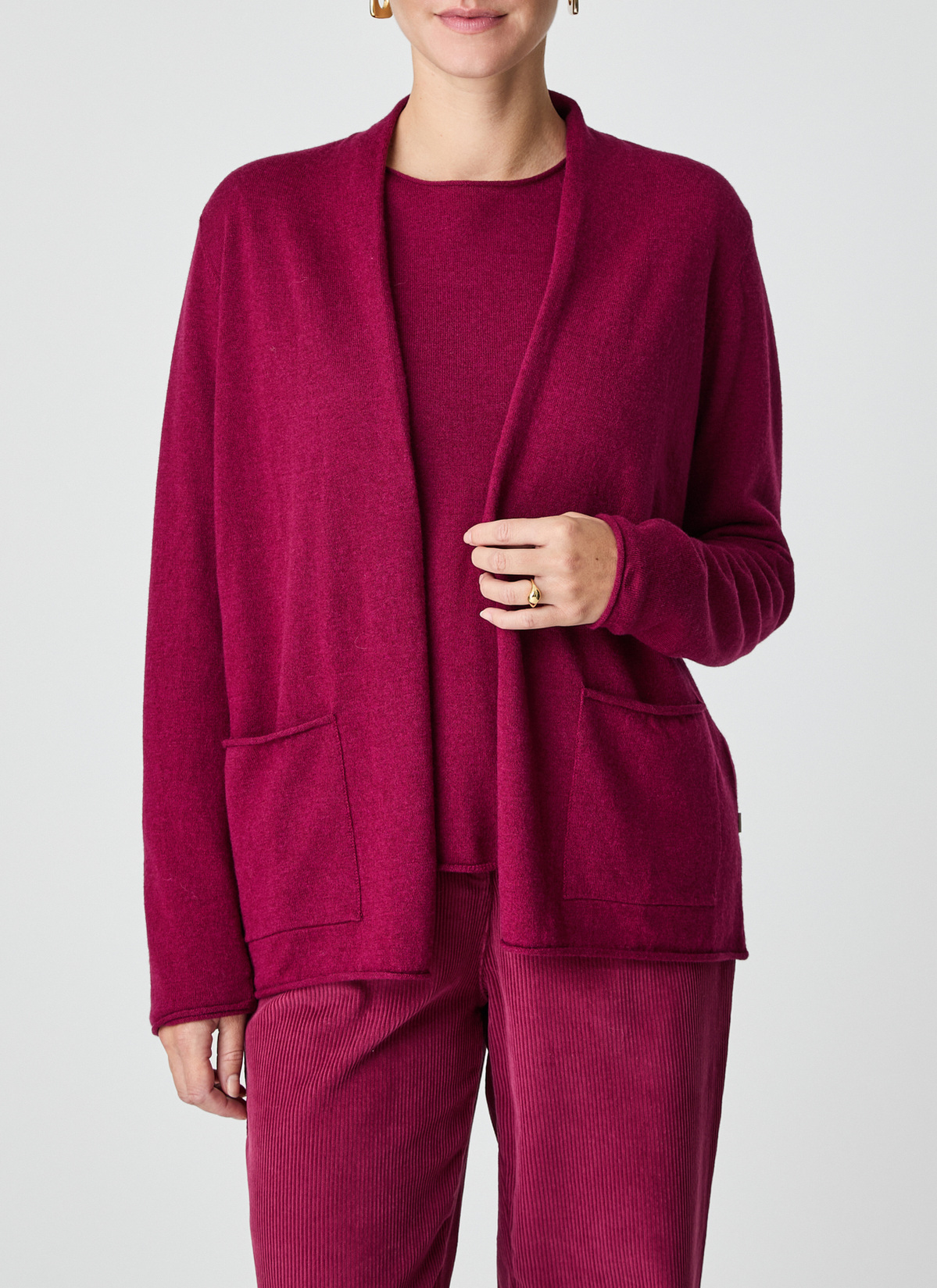 Strickjacke 1/1 Arm, Bordeaux Frontansicht