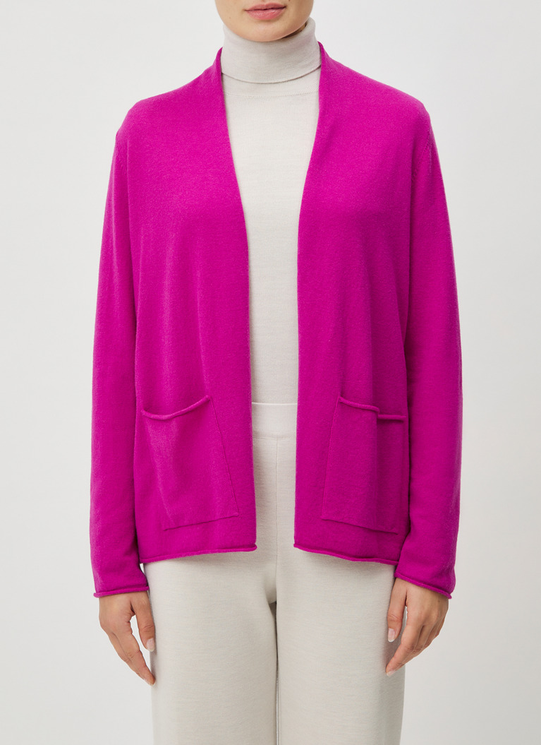 Strickjacke 1/1 Arm, Vivid Orchid Frontansicht