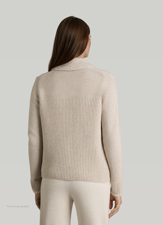 Strickjacke Zip 1/1 Arm Autumn Stone Frontansicht