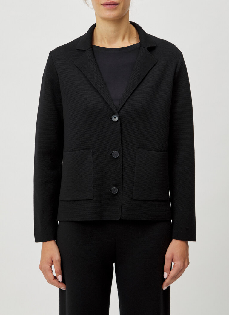 Strick Blazer, Black Frontansicht