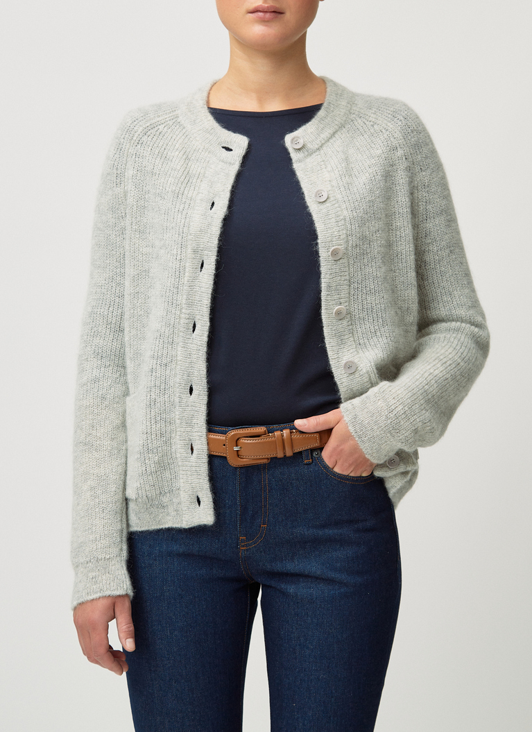 Strickjacke 1/1 Arm, Oat Milk Frontansicht