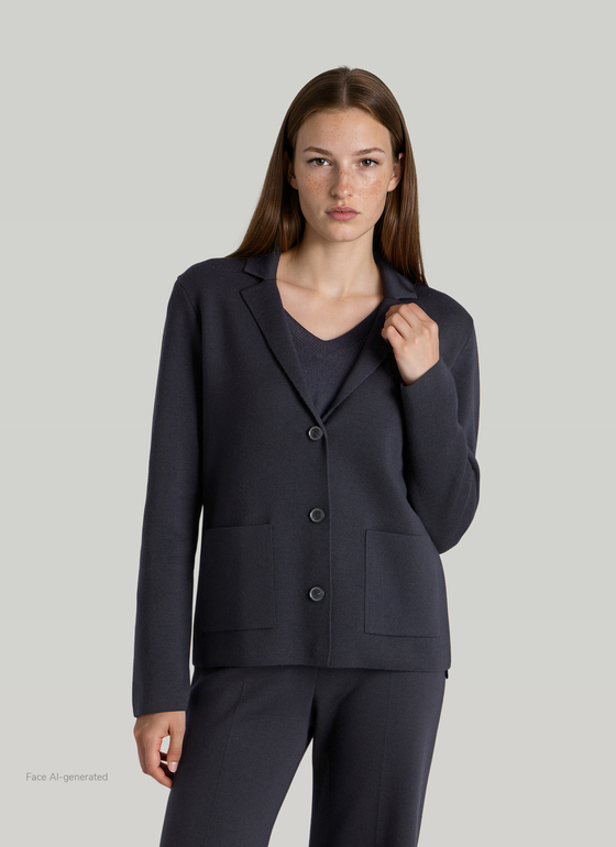Strickjacke lang Navy Frontansicht