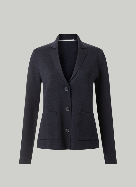 Strickjacke lang Navy Frontansicht