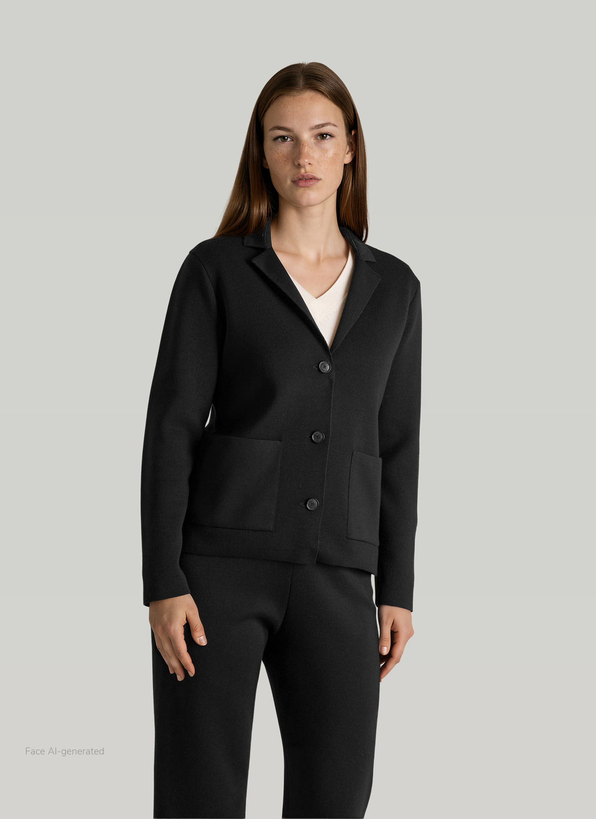 Strickjacke lang, Black Frontansicht