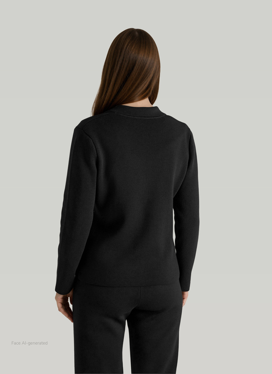 Strickjacke lang Black Frontansicht
