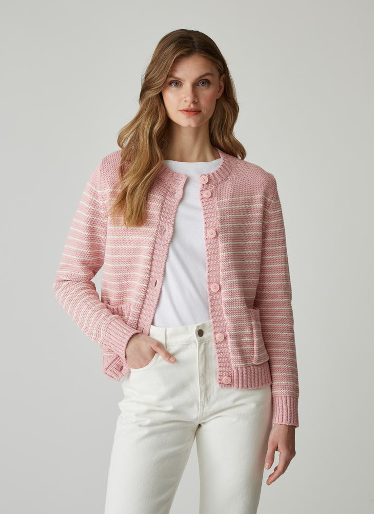 Strickjacke 1/1 Arm, White Chocolate Frontansicht