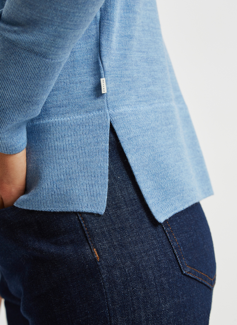 Strickjacke 1/1 Arm, 3/4 Arm, Whispering Blue Detailansicht 1