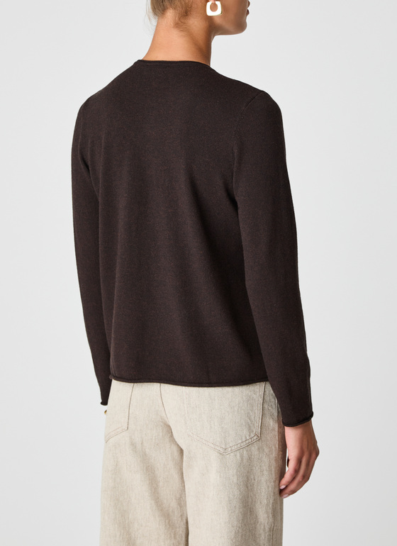 Strickjacke Knopf 1/1 Arm Dark Espresso Frontansicht
