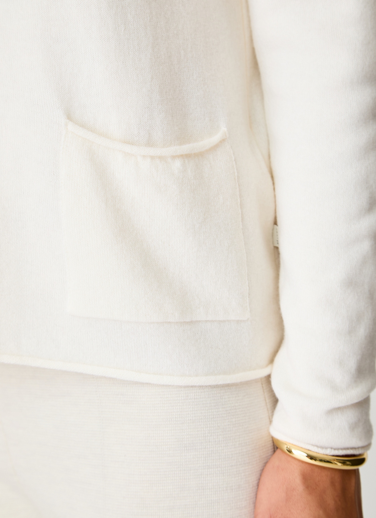 Strickjacke Knopf 1/1 Arm, New White Detailansicht 1