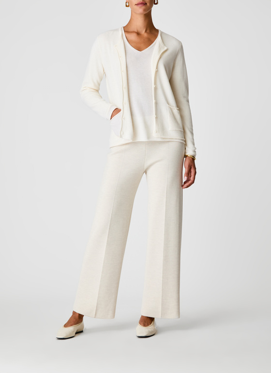 Strickjacke Knopf 1/1 Arm New White Frontansicht