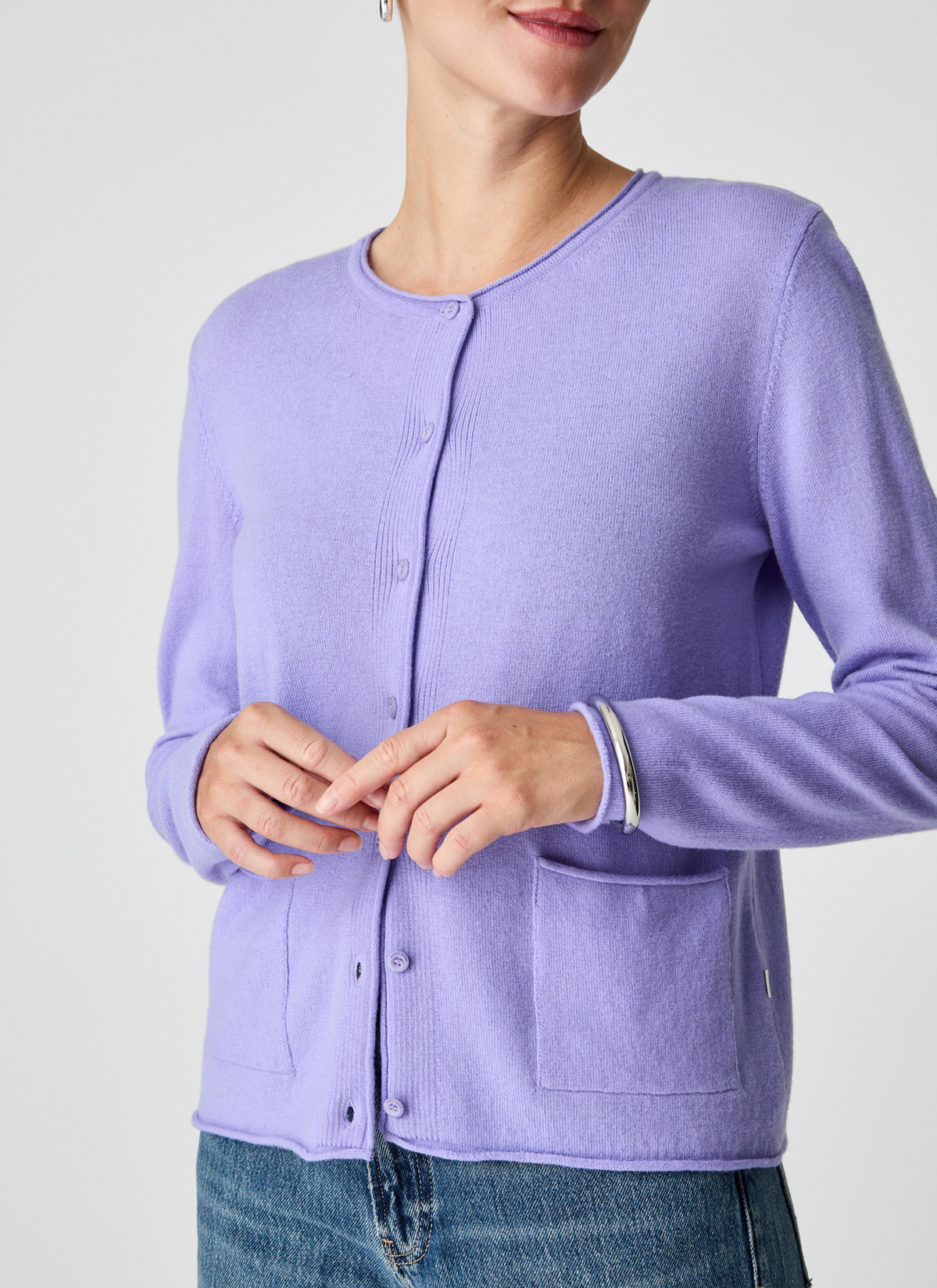 Strickjacke Knopf 1/1 Arm, Frosted Lavender Detailansicht 2