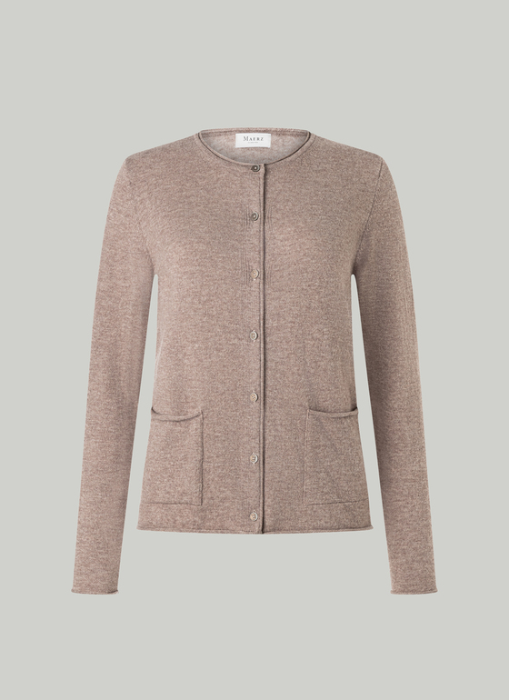 Strickjacke 1/1 Arm Taupe Grey Frontansicht