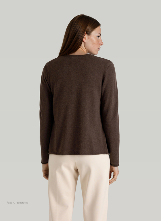 Strickjacke 1/1 Arm Dark Coffee Frontansicht