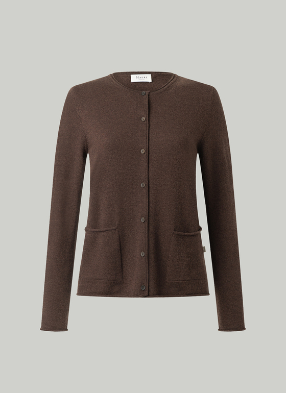 Strickjacke 1/1 Arm Dark Coffee Frontansicht
